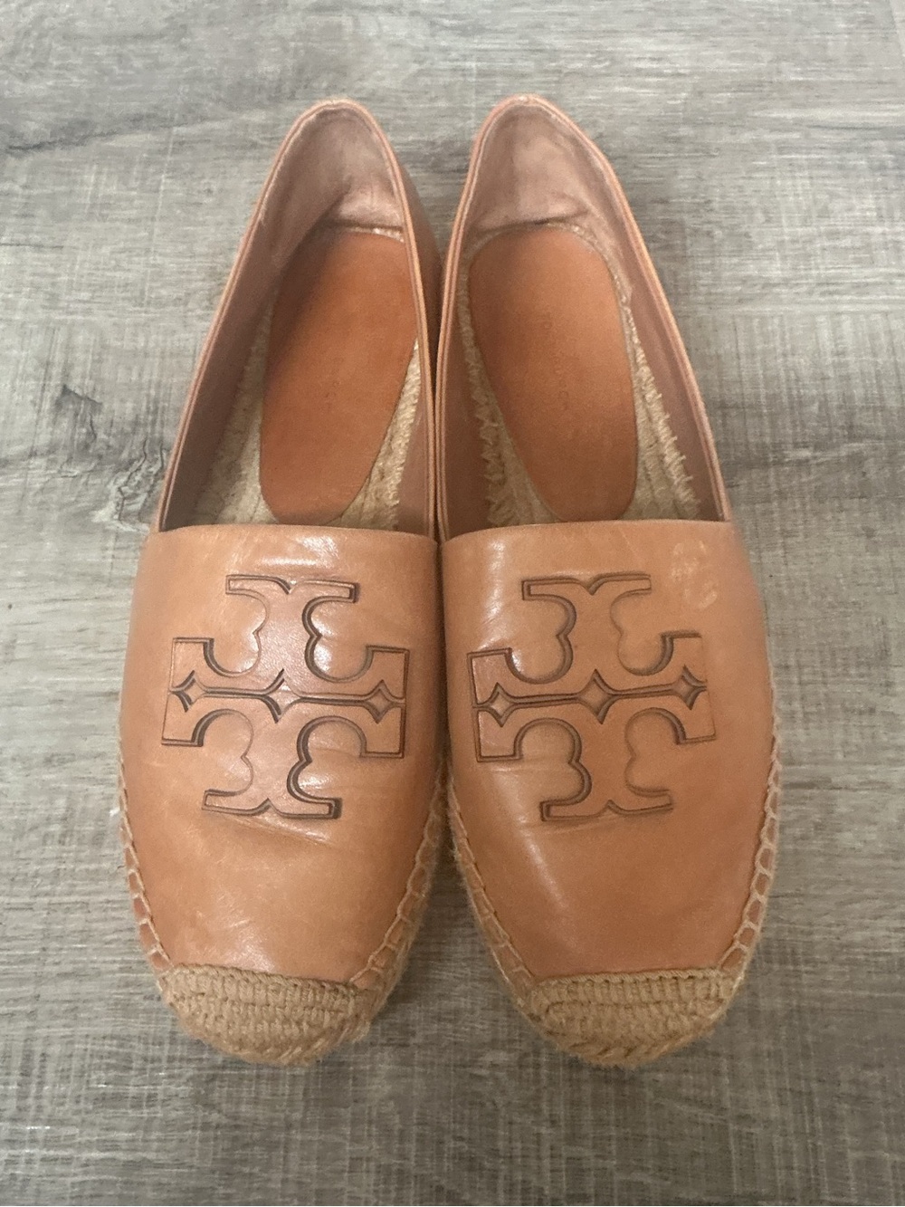 TORY BURCH Women’s INES PLATFORM ESPADRILLE Tan Flats SIZE 10.5
